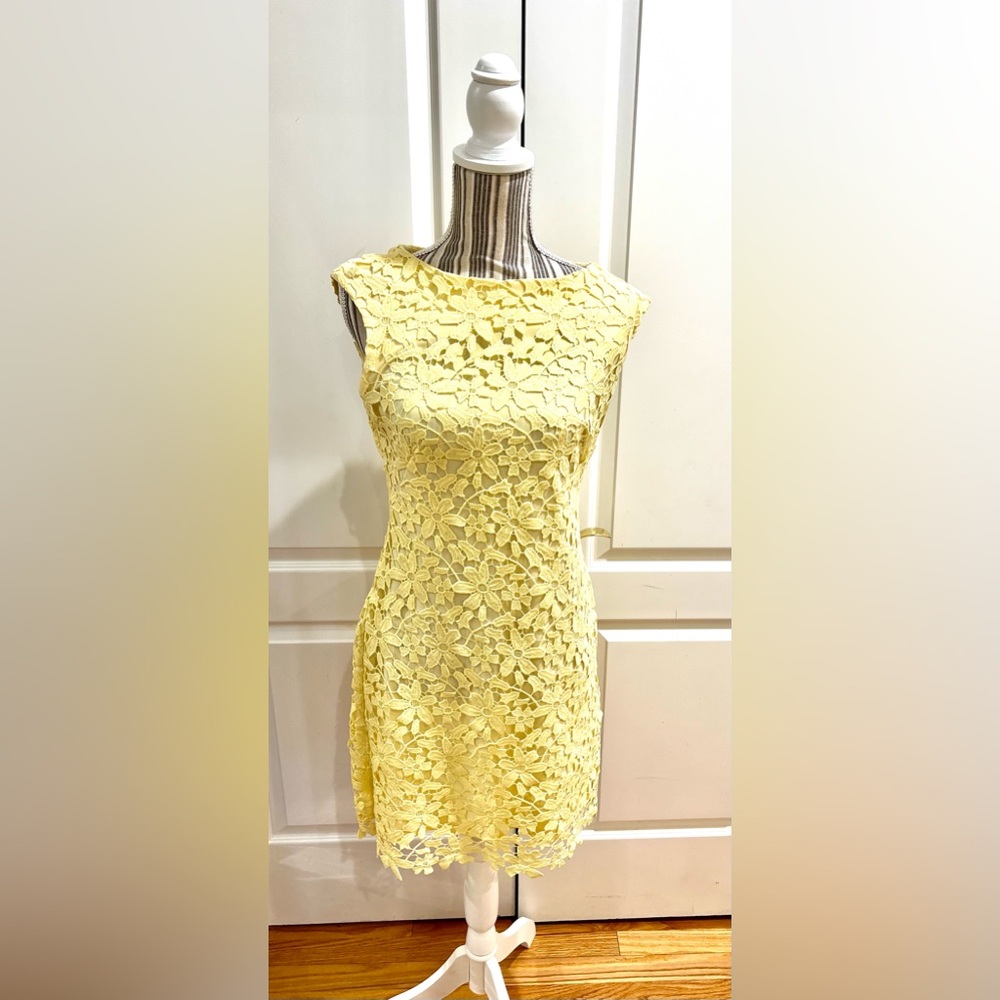 Ralph Lauren yellow lace lined dress 6P.. so pretty and feminine